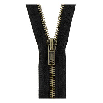 Milward Black Brass Trouser Zip 18cm