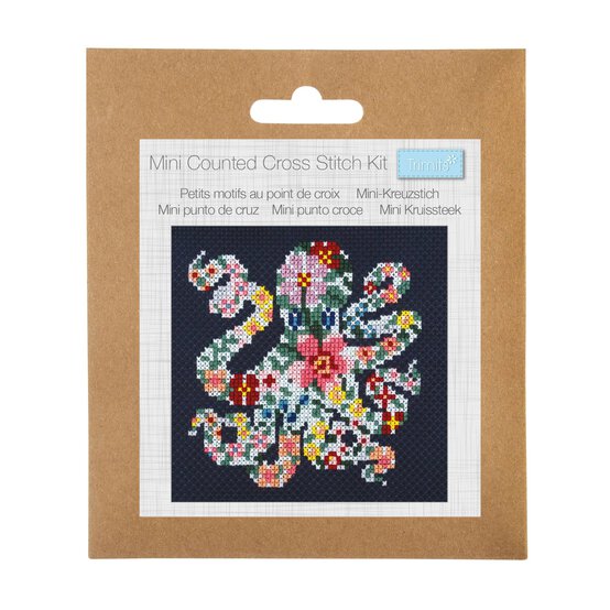 Trimits Octopus Mini Cross Stitch Kit 13cm x 13cm image number 1