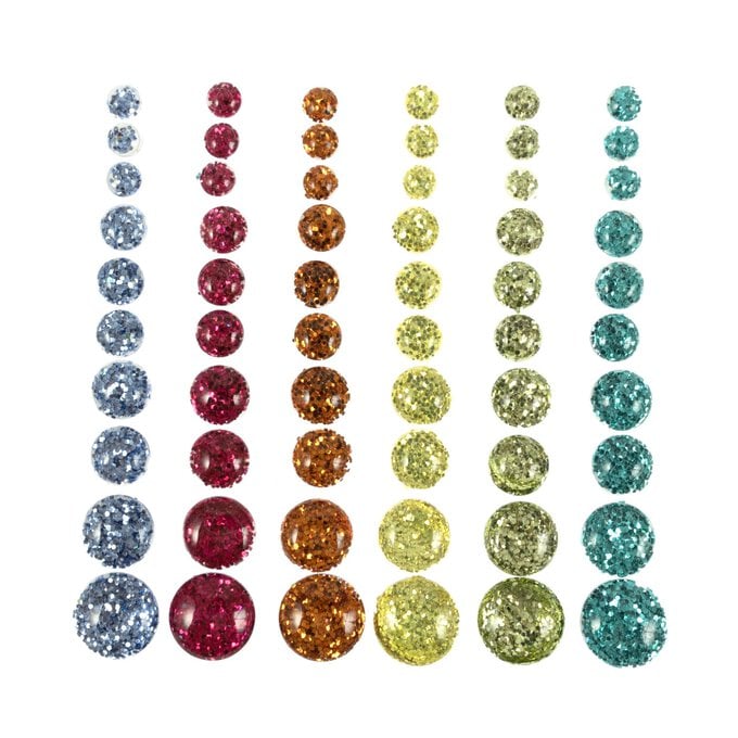 Bright Round Adhesive Gems 60 Pack image number 1