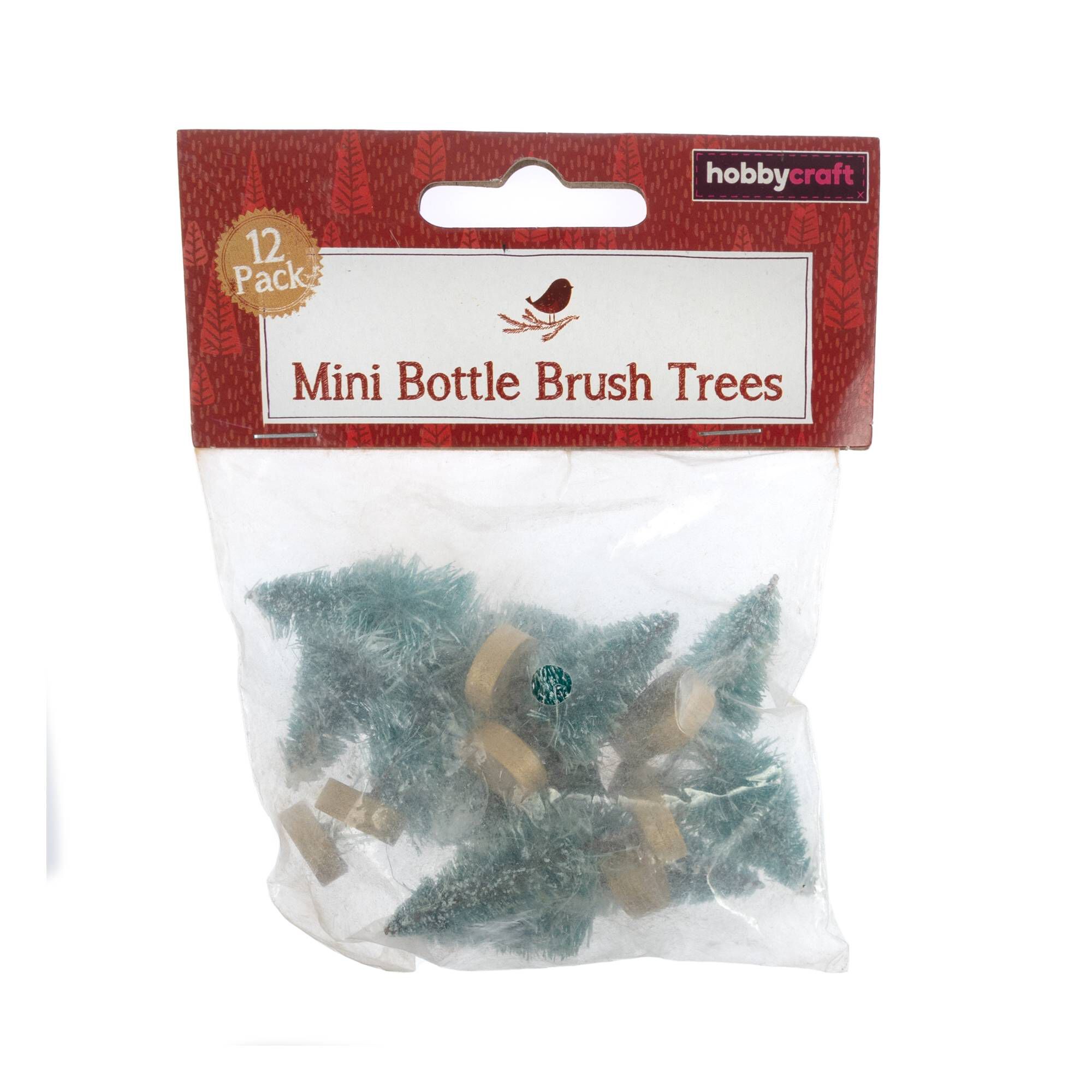 Frosted Green Bottle Brush Christmas Tree 12 Pack Hobbycraft