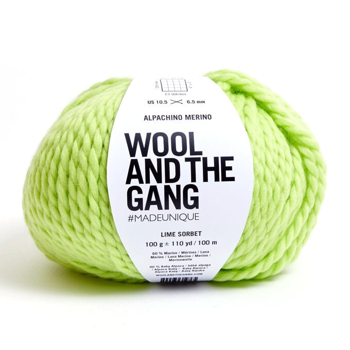 Wool and the Gang Lime Sorbet Alpachino Merino 100g image number 1