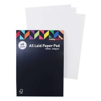White Laid Paper Pad A5 40 Sheets