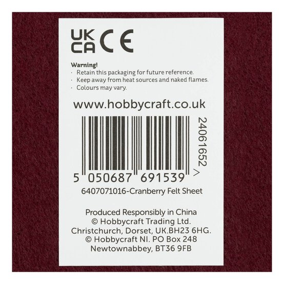 Cranberry Polyester Felt Sheet A4 image number 6
