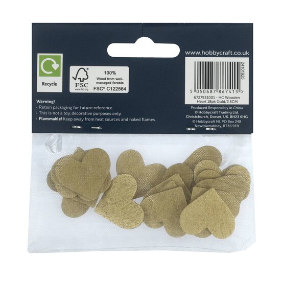 Gold Wooden Hearts 18 Pack  image number 5