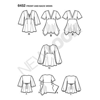 New Look Women's Tops Sewing Pattern 6452