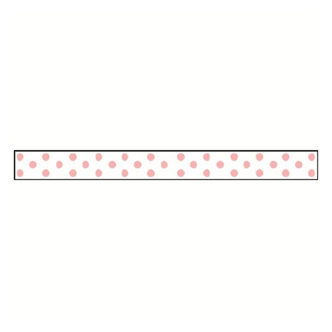 Pink and White Polka Dot Grosgrain Ribbon 9mm x 5m image number 1