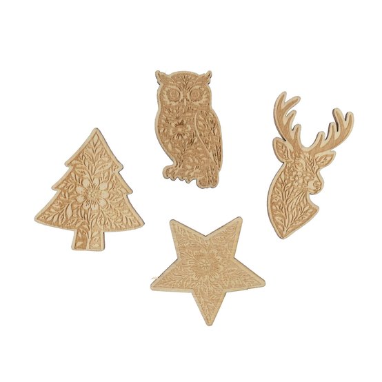 Christmas Wooden Cut Toppers 4 Pack image number 1