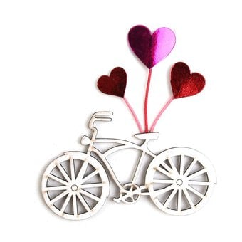 Heart Bike Wooden Topper 8.4cm