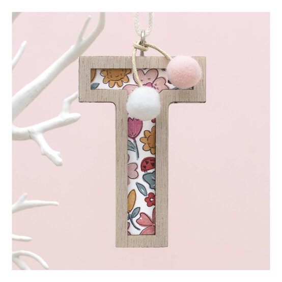 Hanging Wooden Letter T 7.5cm image number 1