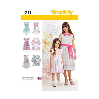Simplicity Girls&rsquo; Dress Sewing Pattern 1211 (3-14)
