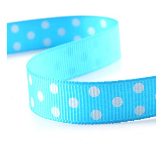 Aqua White Spot Grosgrain Ribbon 12mm x 4m image number 1