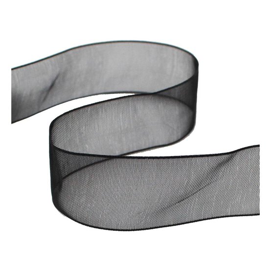 Black Organdie Ribbon 20mm x 5m image number 1