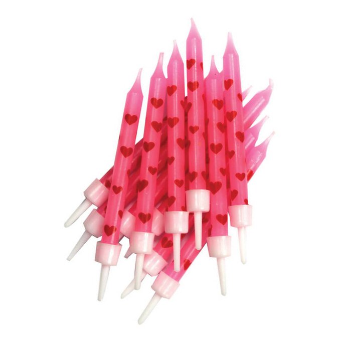 Pink Heart Candles 12 Pack image number 1