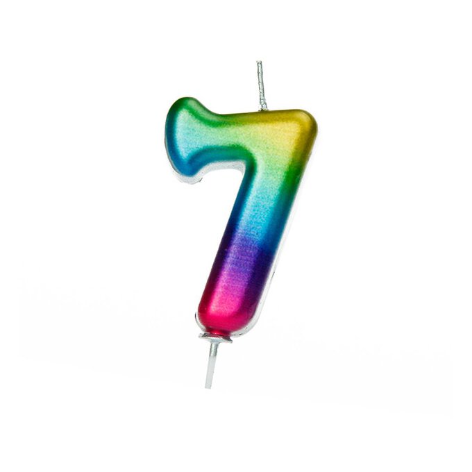 Metallic Rainbow Number 7 Candle 7cm image number 1