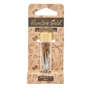 Hemline Gold Embroidery Needles 10 Pack