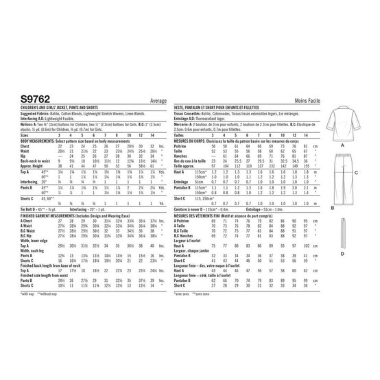 Simplicity Children's Jacket, Trousers and Shirts  Sewing Pattern S9762 (HH 3-6) image number 2
