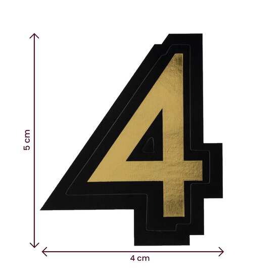 Black and Gold Vinyl Number 4 Sticker 5cm image number 4