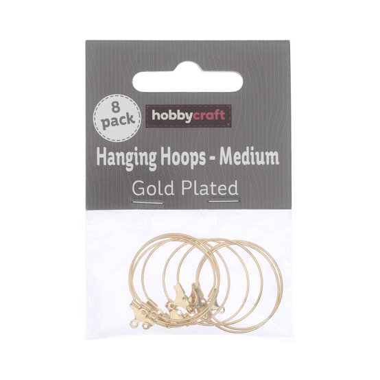 Gold Plated Hanging Hoops 25mm 10 Pack image number 1
