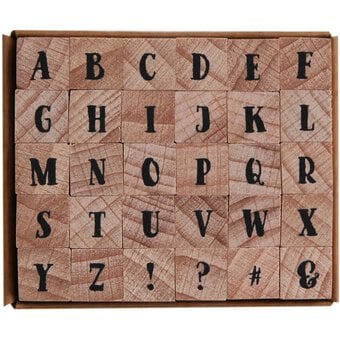 Retro Mini Alphabet Wooden Stamp Set 30 Pieces