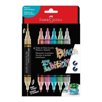 Faber-Castell Metallic Shake & Paint Acrylic Marker 6 Pack
