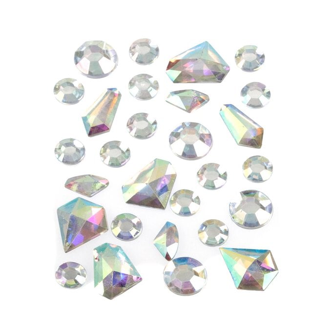 Iridescent Assorted Adhesive Gems 28 Pack image number 1