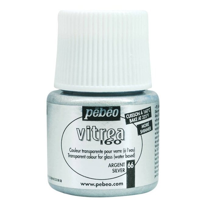 Pebeo Shimmer Silver Vitrea 160 Paint 45ml image number 1