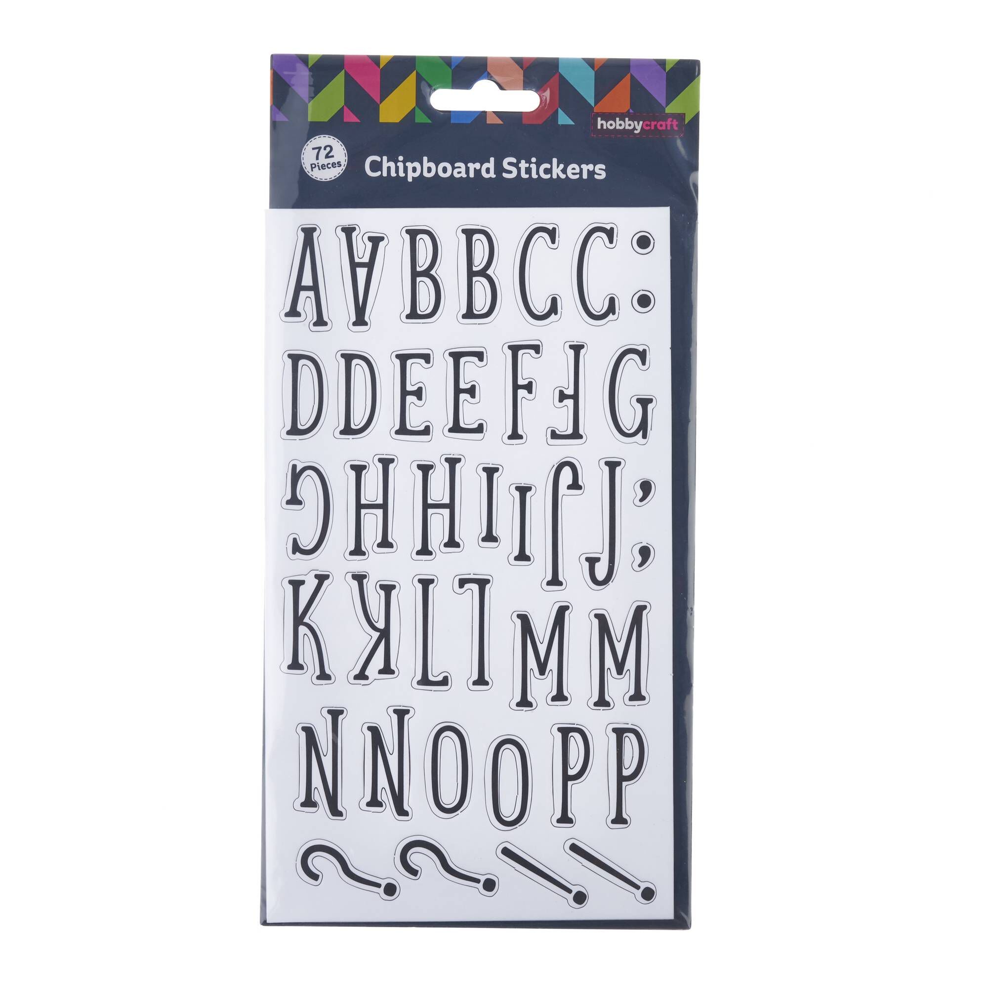 Black Handwriting Alphabet Chipboard Stickers 72 Pieces | Hobbycraft