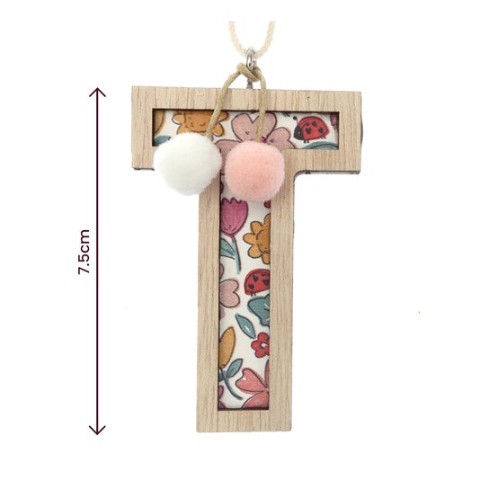Hanging Wooden Letter T 7.5cm image number 3