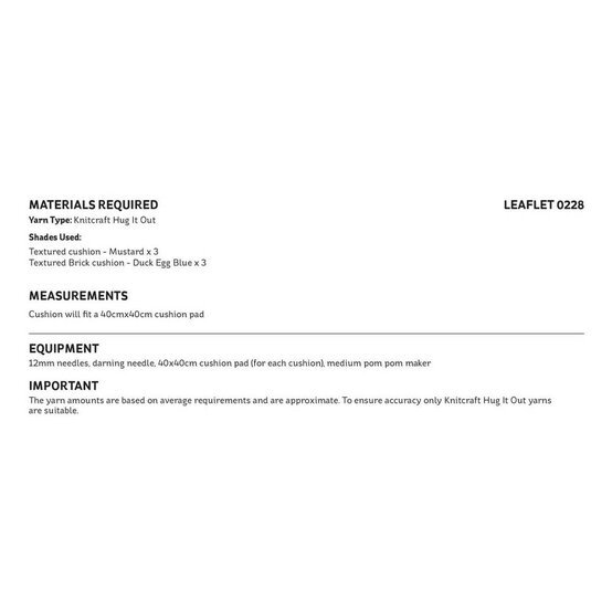 Knitcraft Textured Cushion Set Pattern 0228 image number 2