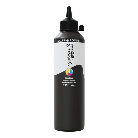 Daler-Rowney System3 Mars Black Fluid Acrylic 500ml (036) image number 1