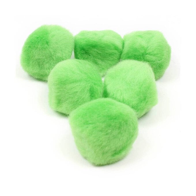 Bright Green Pom Poms 5cm 6 Pack image number 1