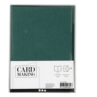 Dark Green Cards and Envelopes 5 x 7 Inches 4 Pack