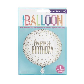 Large Gold Confetti Happy Birthday Foil Balloon