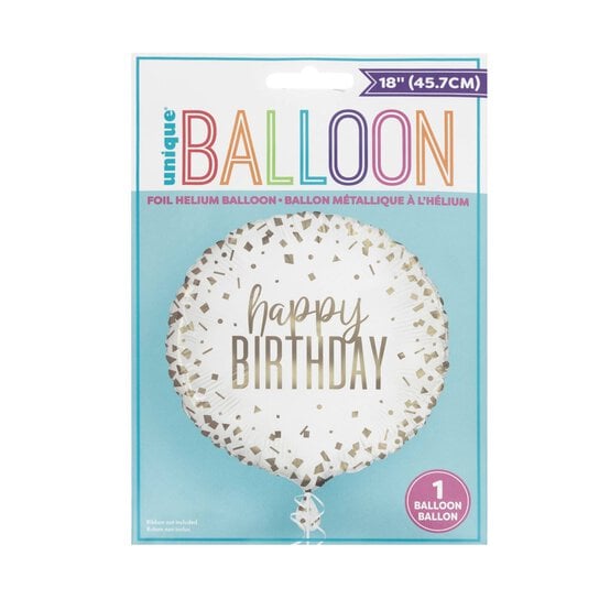 Large Gold Confetti Happy Birthday Foil Balloon image number 1