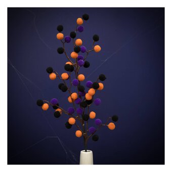 Orange, Purple and Black Pom Pom Pick 62cm