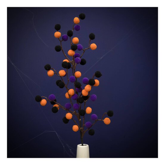 Orange, Purple and Black Pom Pom Pick 62cm image number 1