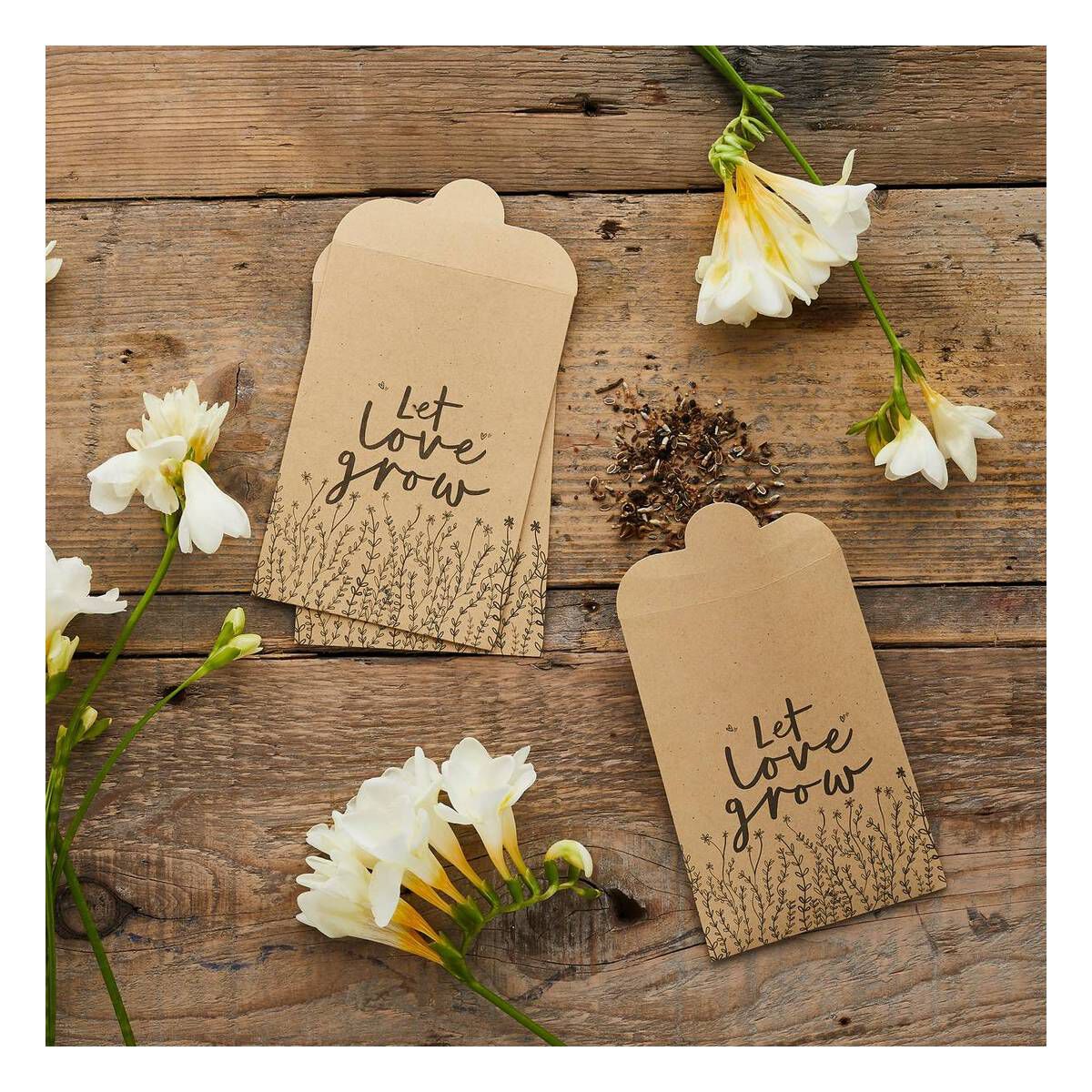 "Let Love Grow" Seeds Favours Wedding Favour Luggage Tags Labels 