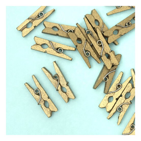 Mini Gold Wooden Pegs 30 Pack image number 2