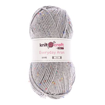 Knitcraft Light Grey Tweed Everyday Aran Yarn 100g