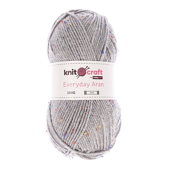 Knitcraft Light Grey Tweed Everyday Aran Yarn 100g image number 1