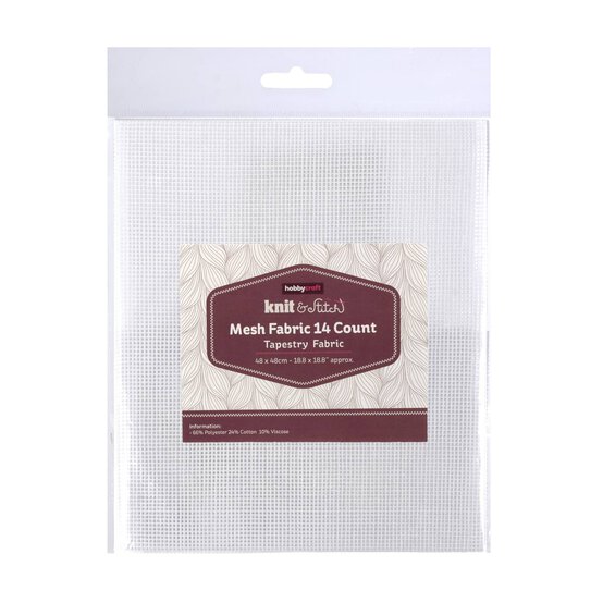 White 14 Count Tapestry Mesh Fabric 48cm x 48cm image number 1