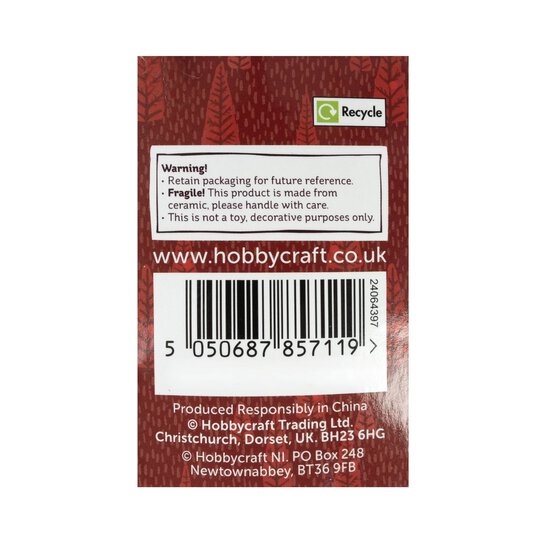 Hanging Glazed Ceramic Reindeer Decoration 6.5cm  image number 4