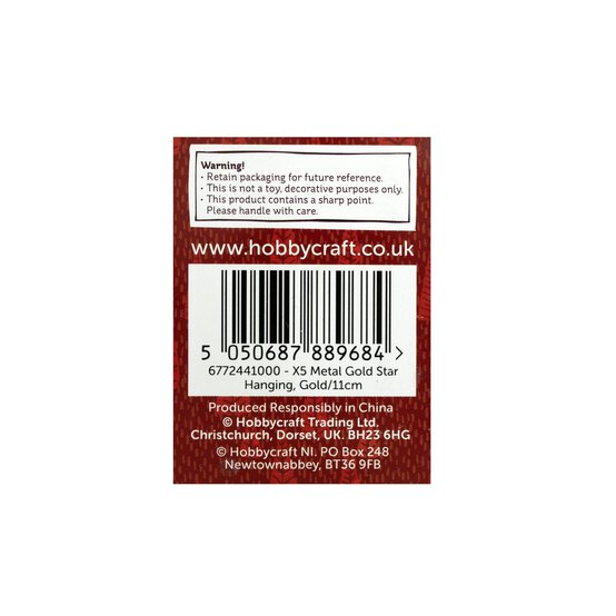 Hanging Gold Metal Star Decoration 11cm image number 3