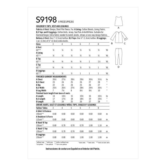 Simplicity Kids&rsquo; Top and Leggings Sewing Pattern S9198 (3-8) image number 2