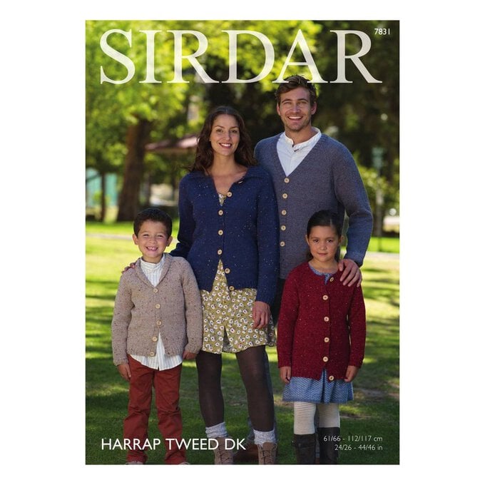 Sirdar Harrap Tweed DK Family Cardigans Digital Pattern 7831 image number 1