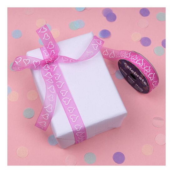 Hot Pink Curly Hearts Ribbon 15mm x 3.5m image number 5