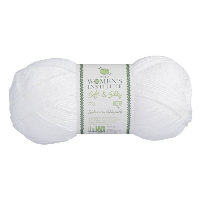 Women's Institute White Soft and Silky 4 Ply Yarn 100g image number 1