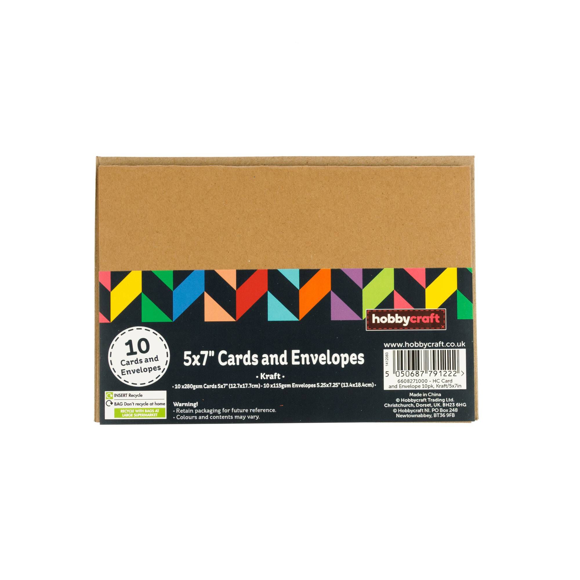 Kraft Cards and Envelopes 5 x 7 Inches 10 Pack Hobbycraft