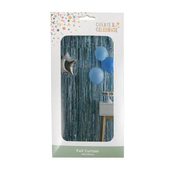 Create & Celebrate Blue Foil Fringe Curtain 1m x 2m image number 4