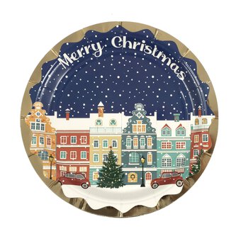 Christmas Village Paper Plates 6 Pack